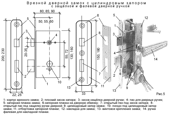 Механизм защелки межкомнатной двери разборка