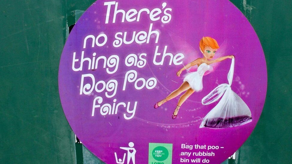 Надпись "Феи собачьего дерьма, которая уберет за вашим любимцем, не существует"