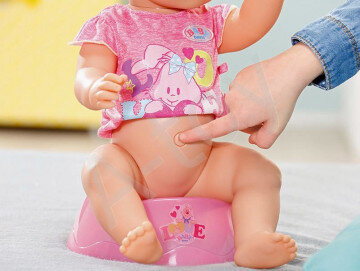 Нажимаем на кнопку пупка - кукла писает в горшок.