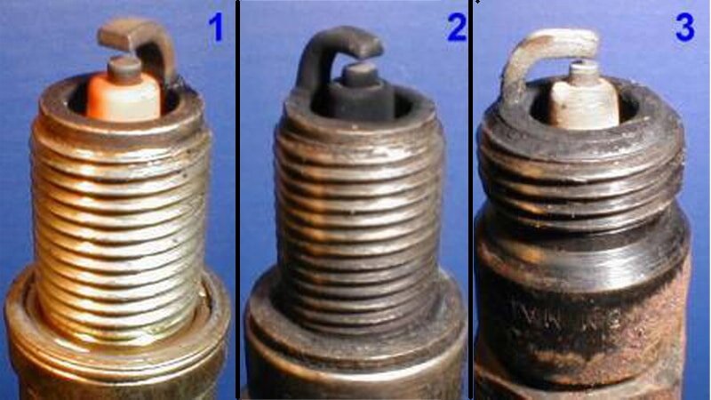 1) Нормальный цвет, 2) Богатая смесь, 3) Бедная смесь