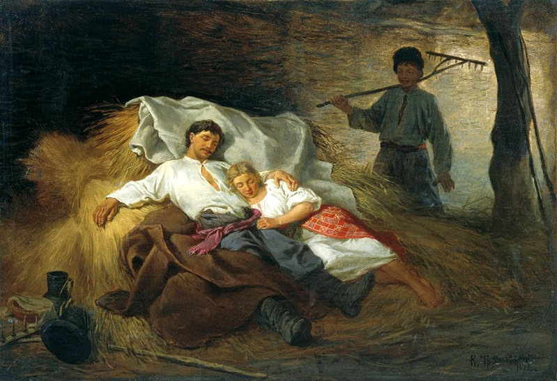 "На сеновале". Художник Константин Трутовский . 1872.