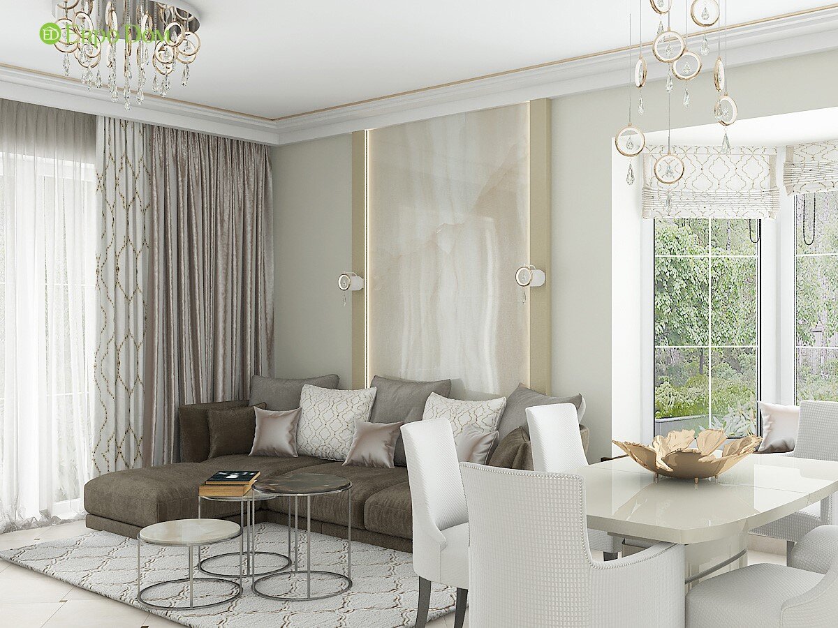  На фото: Гостиная в современном стиле в небольшом частном доме площадью 103 кв. м 