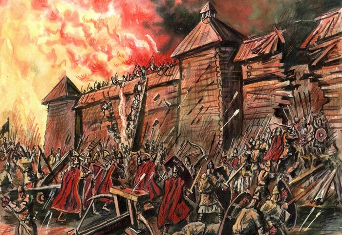 "Штурм Биляра русскими дружинами" - Олег Леонтьев. Изображение взято из открытых источников.