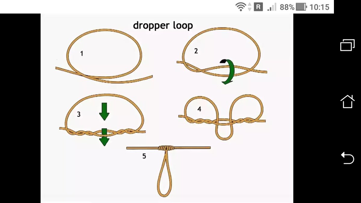 Как вязать узел: Twisted Dropper loop