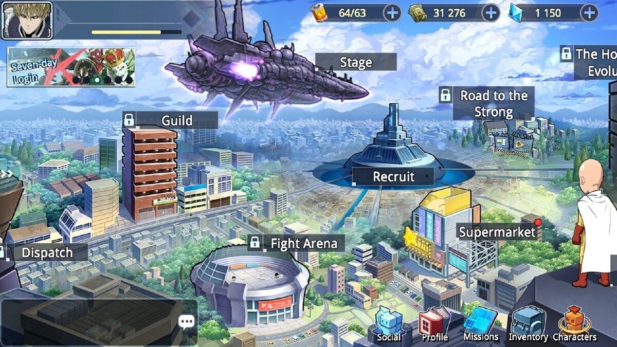 Скрин меню из One Punch Man: Road to Hero.