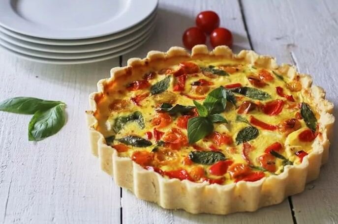 Французский КИШ со шпинатом и грибами