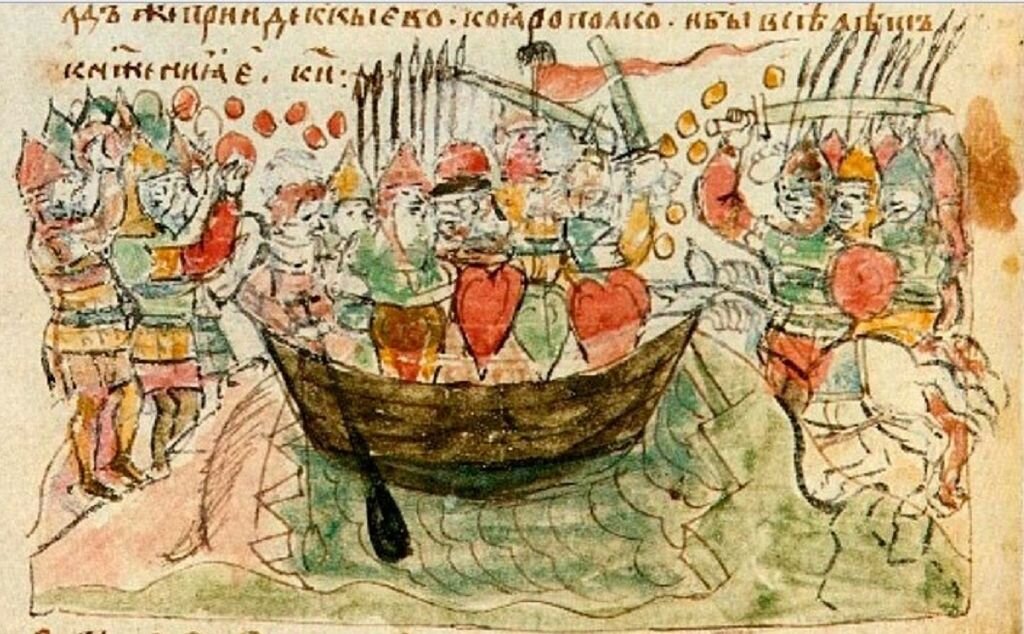 Гибель Святослава у Днепровских порогов. Радзивиловская летопись. //wikipedia.org