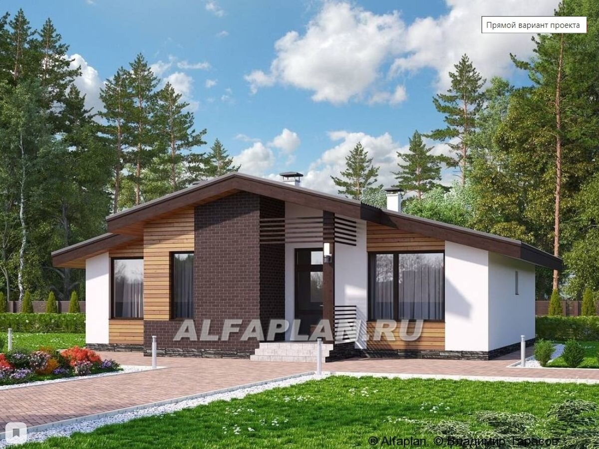 НА СЛАЙД-ШОУ 2 ФОТО: Проект одноэтажного дома "Альфа" 1010в, прямой вариант планировки дома © Владимир Тарасов