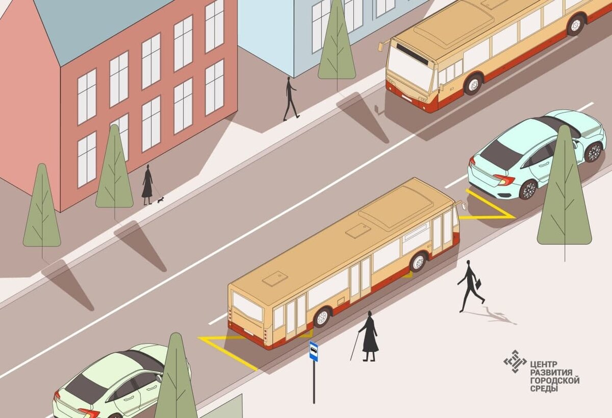 Автобусная остановка без заездного кармана