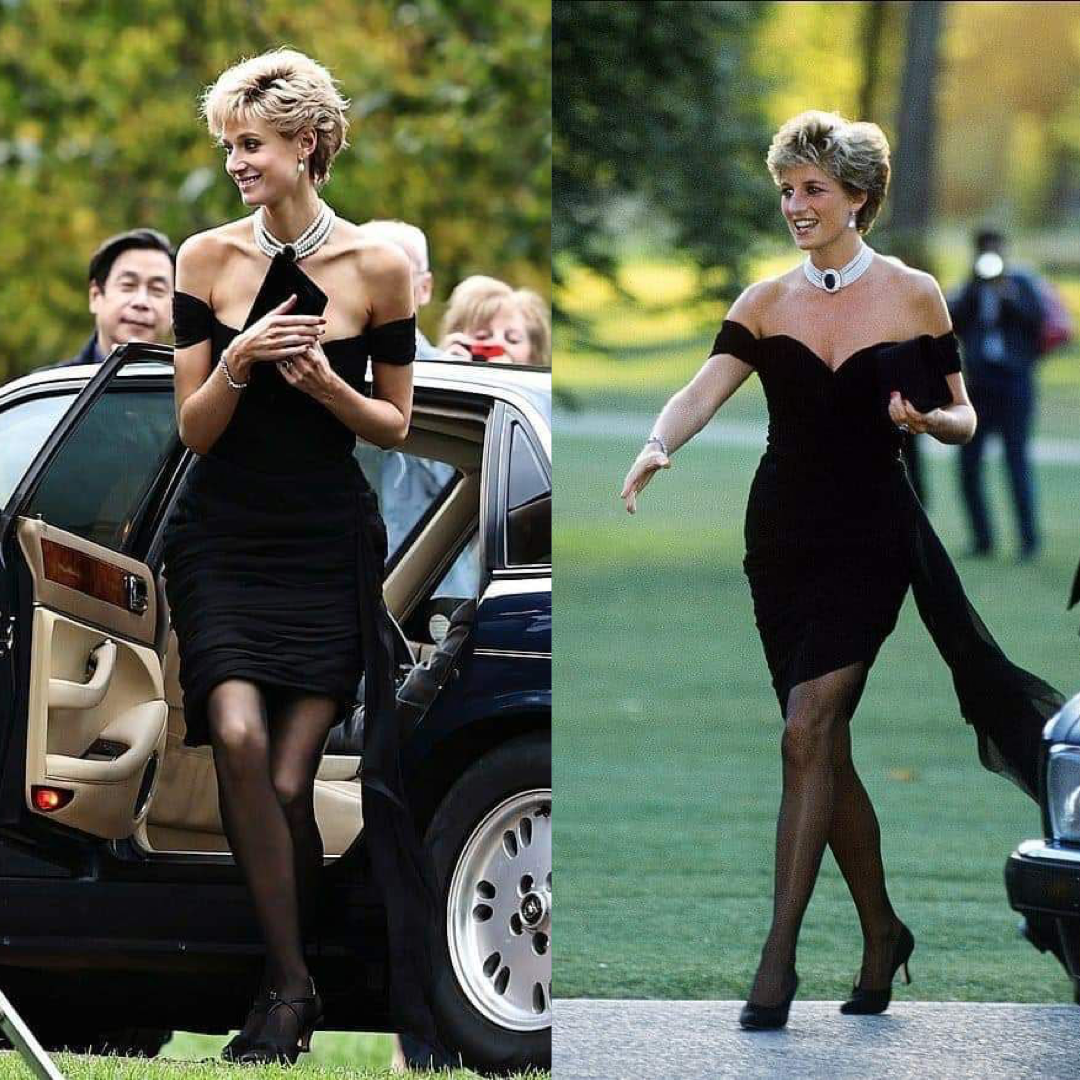 Элизабет Дебики на съёмках слева, Диана — справа