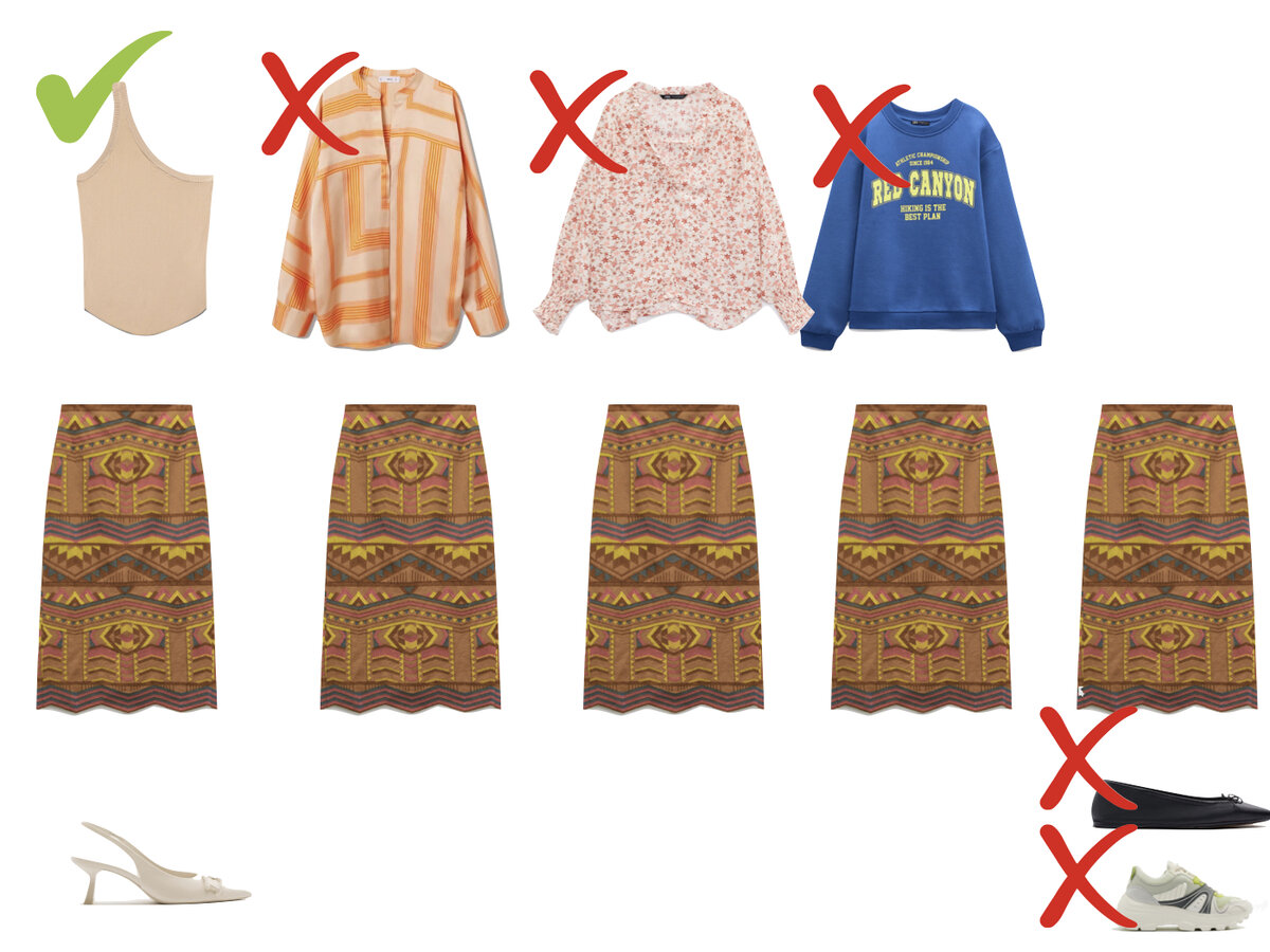 Юбочка может быть прекрасной для вас, но если она сочетается только с одним топом, вы будете носить её редко. 