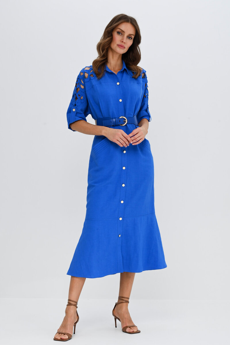 Платье с шитьем "Ришелье" : 62% вискоза, 38% лен - Caterina Leman