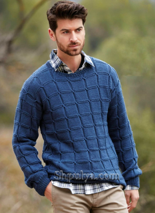 Схема мужского свитера с втачным спущенным рукавом | Вязание, Выкройки, Техники вязания