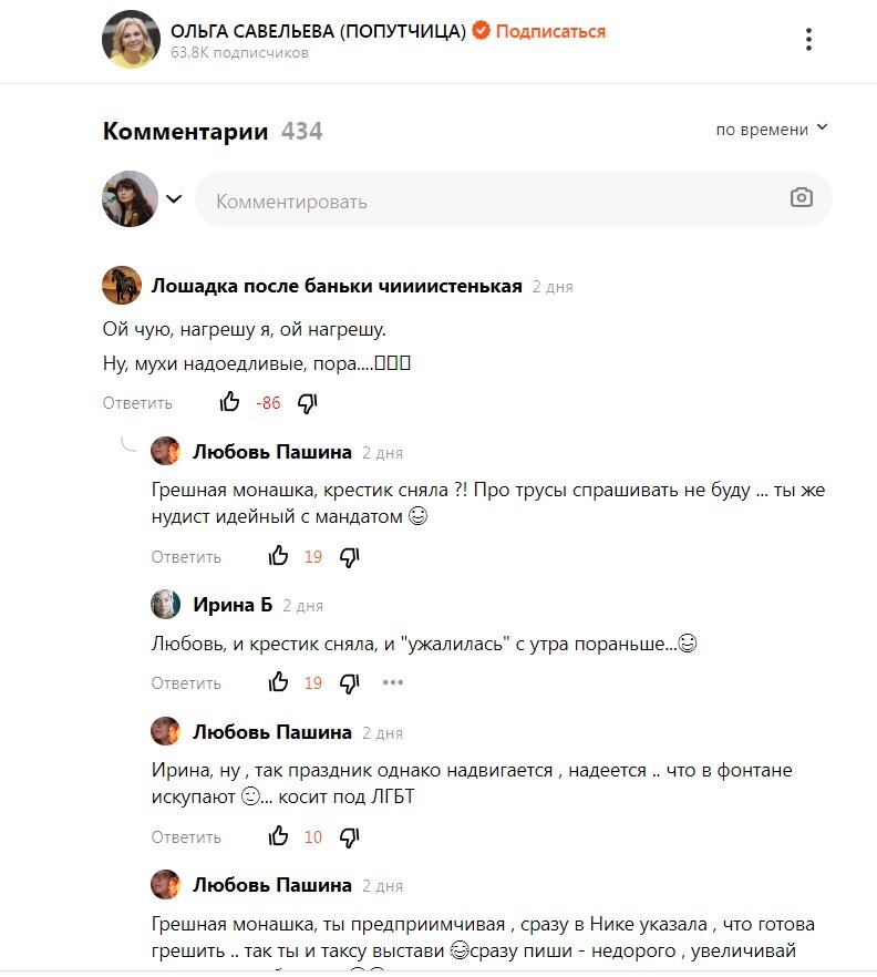 Скрин постов под статьей