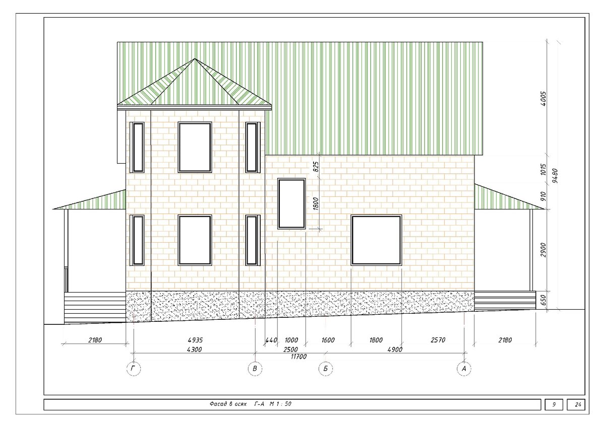 Фасад в осях Г - А