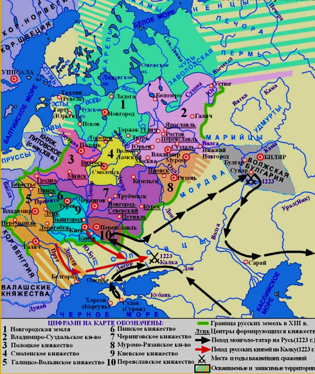 Подписать центры русских княжеств