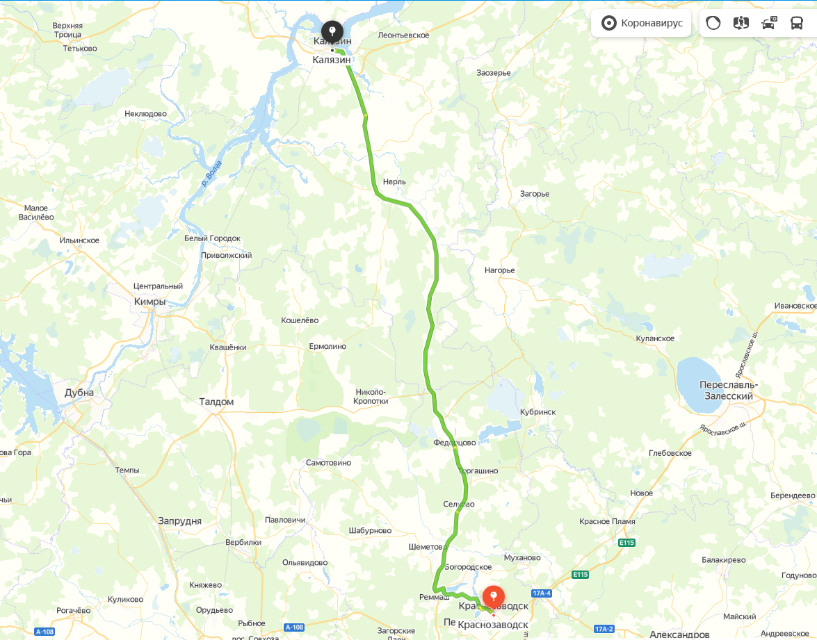 Маршрут на карте.