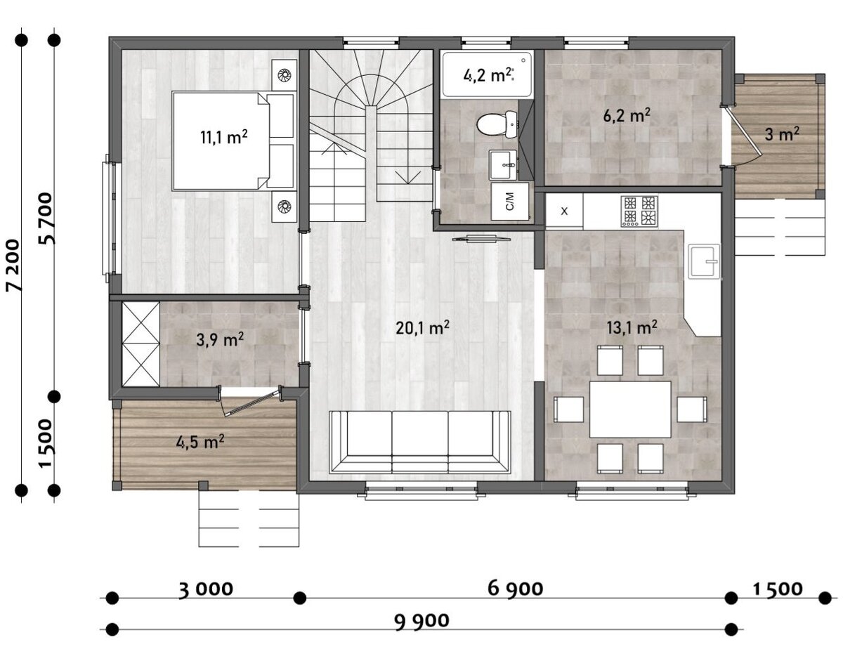 Первый этаж проекта "Торонто" от Мечтаево.