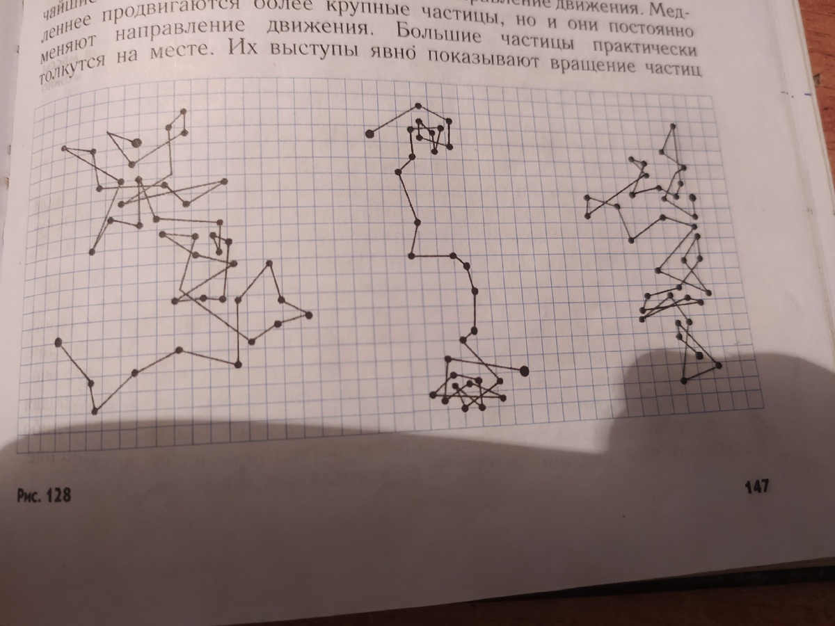 На фото вы можете наблюдать хаотичное движение броуновских частиц.