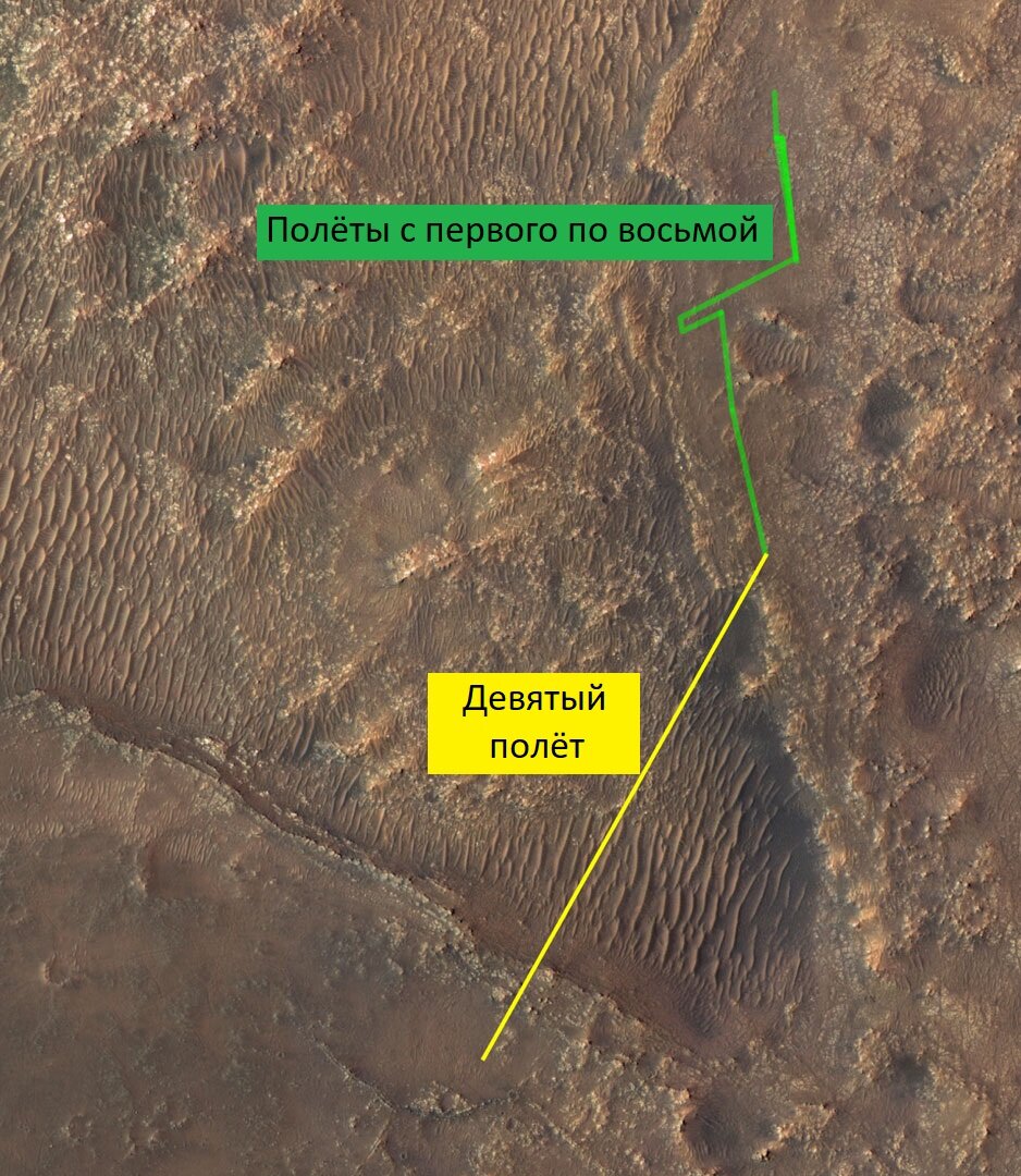 Примерная карта полётов «Изобретательности». © NASA.
