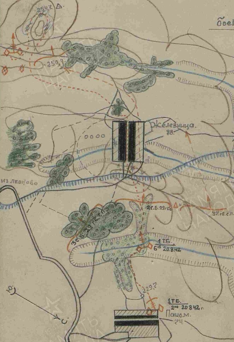 Маршрут наступления 1-го танкового батальона