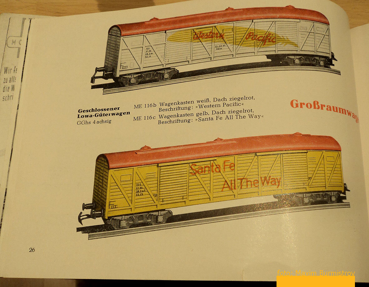 Страничка редкого каталога с еще более редким вагоном, вышедшего в свет в 1958 году.