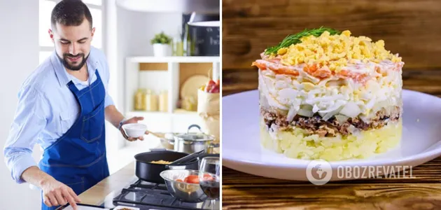 Приготовление салата ''Мужской каприз''