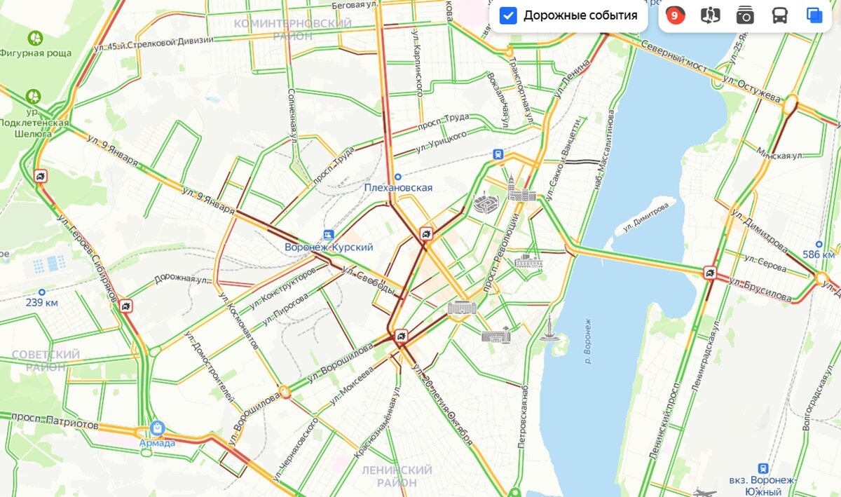 Пробки воронеж карта смотреть сейчас