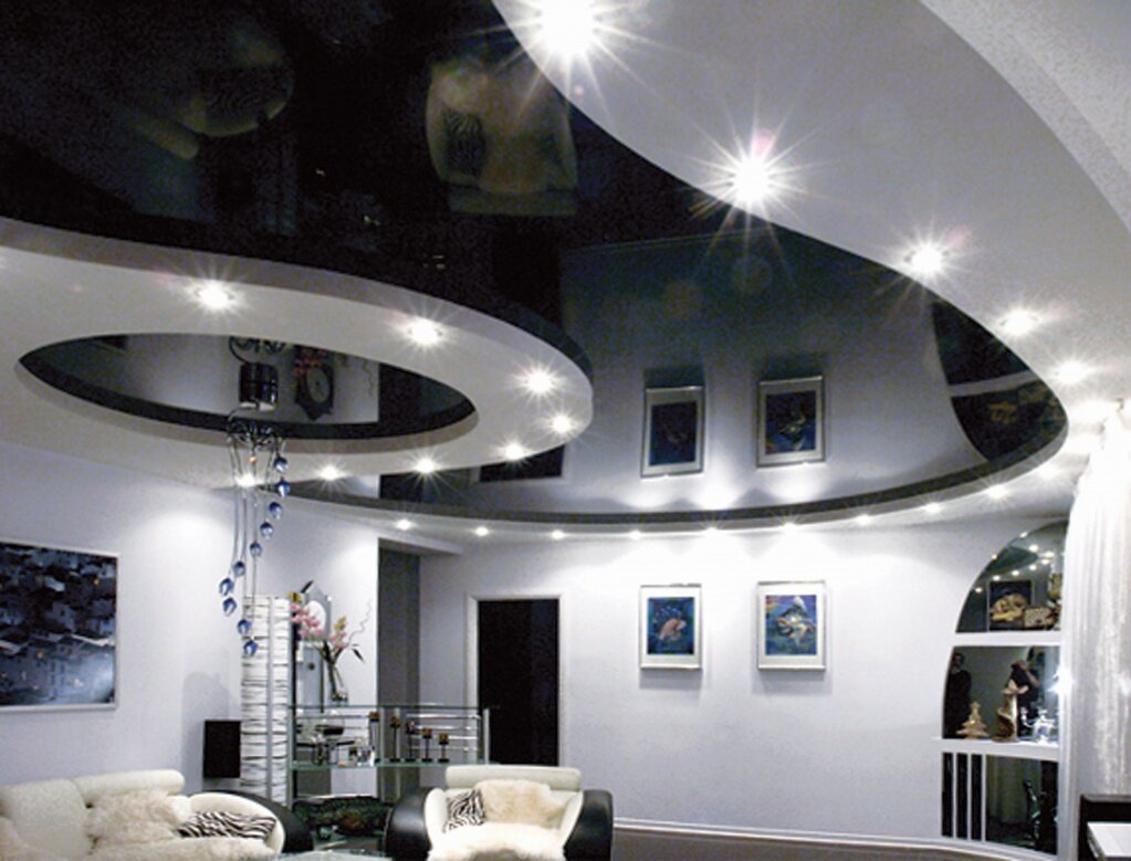 Красивые потолки из гипсокартона: 40 фото идей для гостиной, двухуровневые и многоярусные