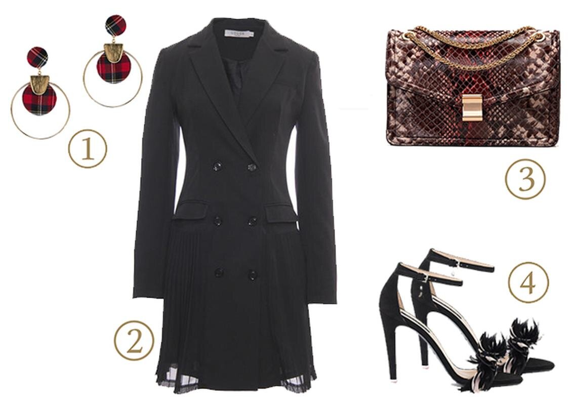 1. Серьги Lisa Smith, 7000 руб.; 2. Платье Cocos Moscow, цена по запросу; 3. Сумка Massimo Dutti, 8990 руб.; 4. Босоножки Patrizia Pepe, 31 198 руб.