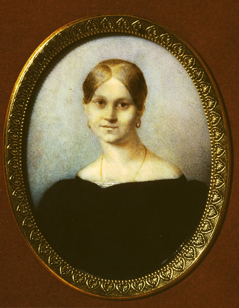 Анна Петровна Керн. Неизвестный художник. 1830-е гг. (?). Кость, акварель, гуашь. 6,3 × 4,8 см. Коллекция Всероссийского музей А.С. Пушкина