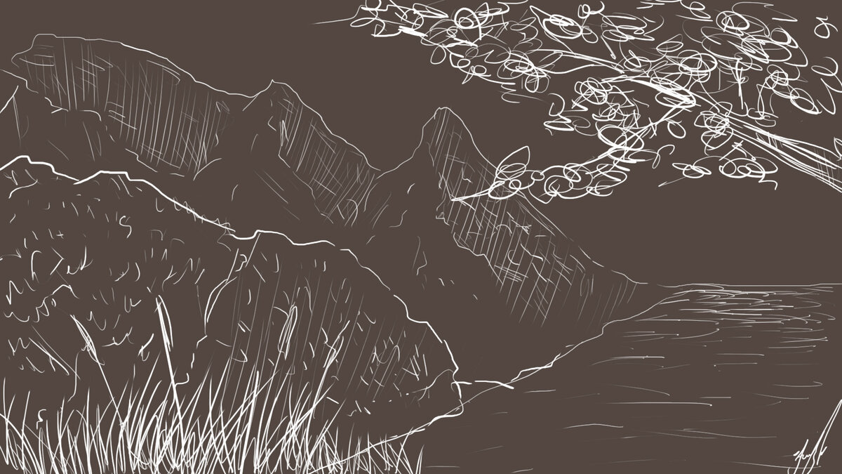 Первые наброски на планшете