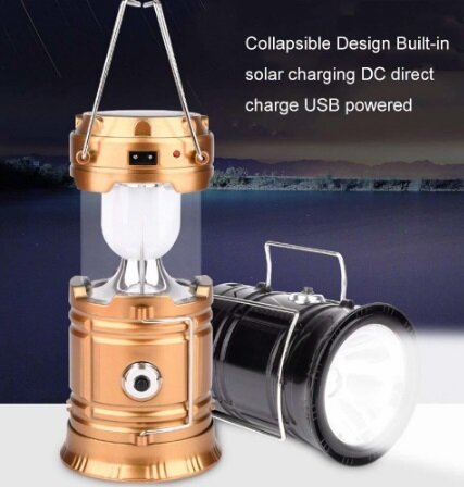 Светодиодный фонарь. Имеет встроенный солнечный элемент, что позволяет заряжать фонарь на солнце. Также имеется USB для зарядки. Может быть использован как аккумулятор для вашего телефона. Лёгким движением руки, мощный фонарик превращается в элегантную лампу для палатки или посиделок на природе.