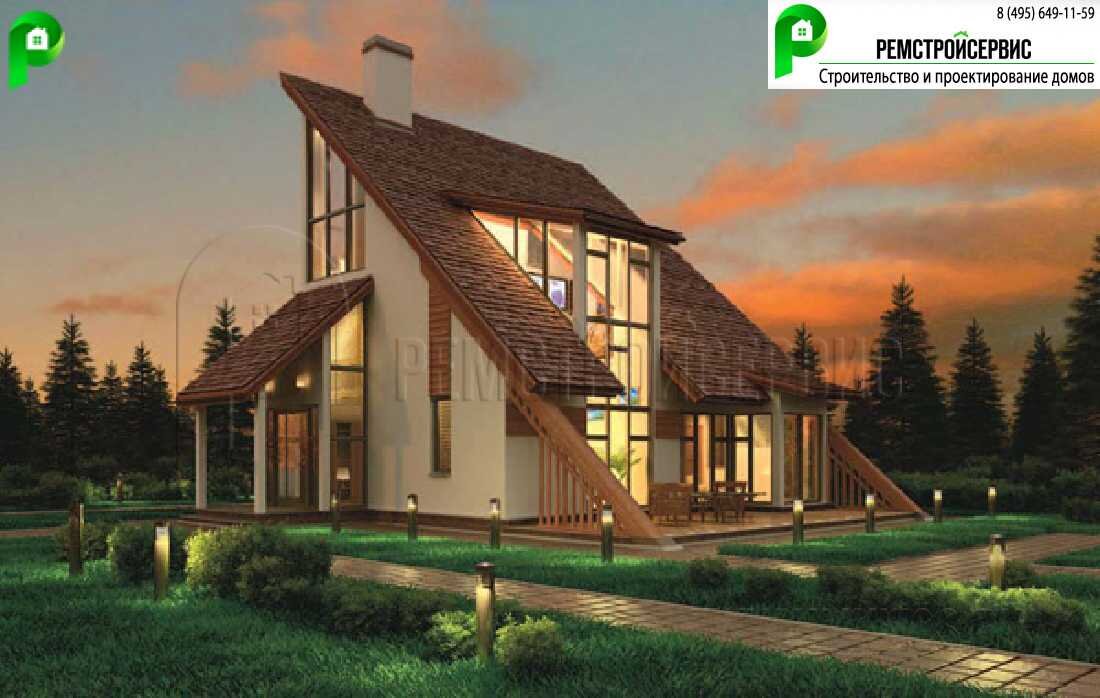 Двухэтажный дом с односкатной кровлей 