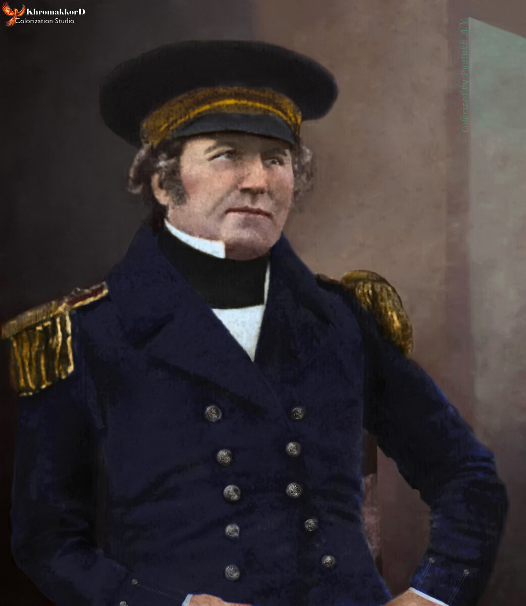 Фрэнсис Крозье. Колоризированный дагерротип первой половины XIX века.
Чёрно-белый оригинал взят из открытых источников.