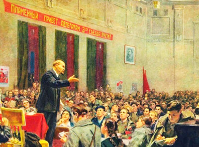 В.И.Ленин рассказывает комсомольцам, когда наступит коммунизм