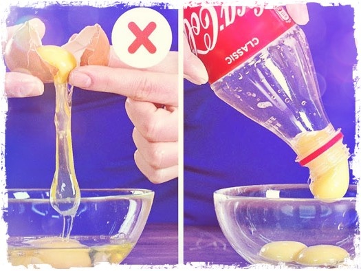  Разбиваем яичко, желточек «всасываем» полностью бутылкой