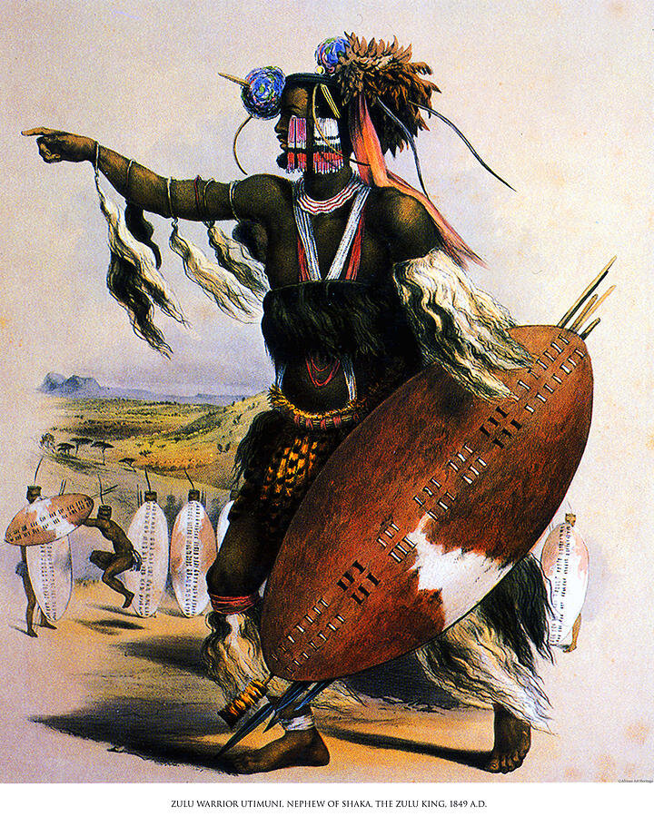 Зулусский воин. Источник: https://fineartamerica.com/featured/1-zulu-warrior-utimuni-african-art-heritage-assoc.html