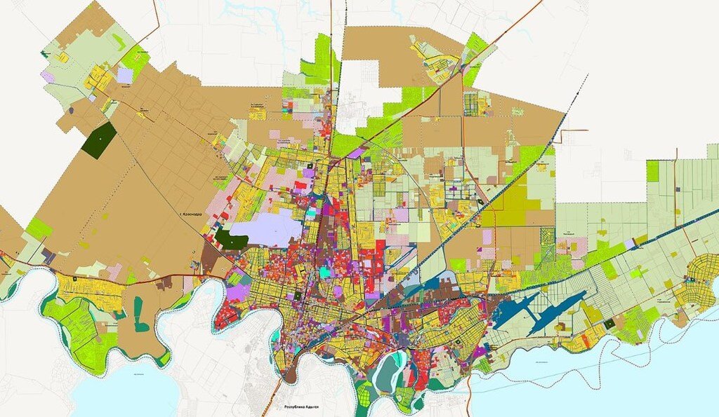 Генплан. Так он примерно выглядит. Еще и примечания есть. Но надо увеличивать, чтобы попытаться что-то понять.