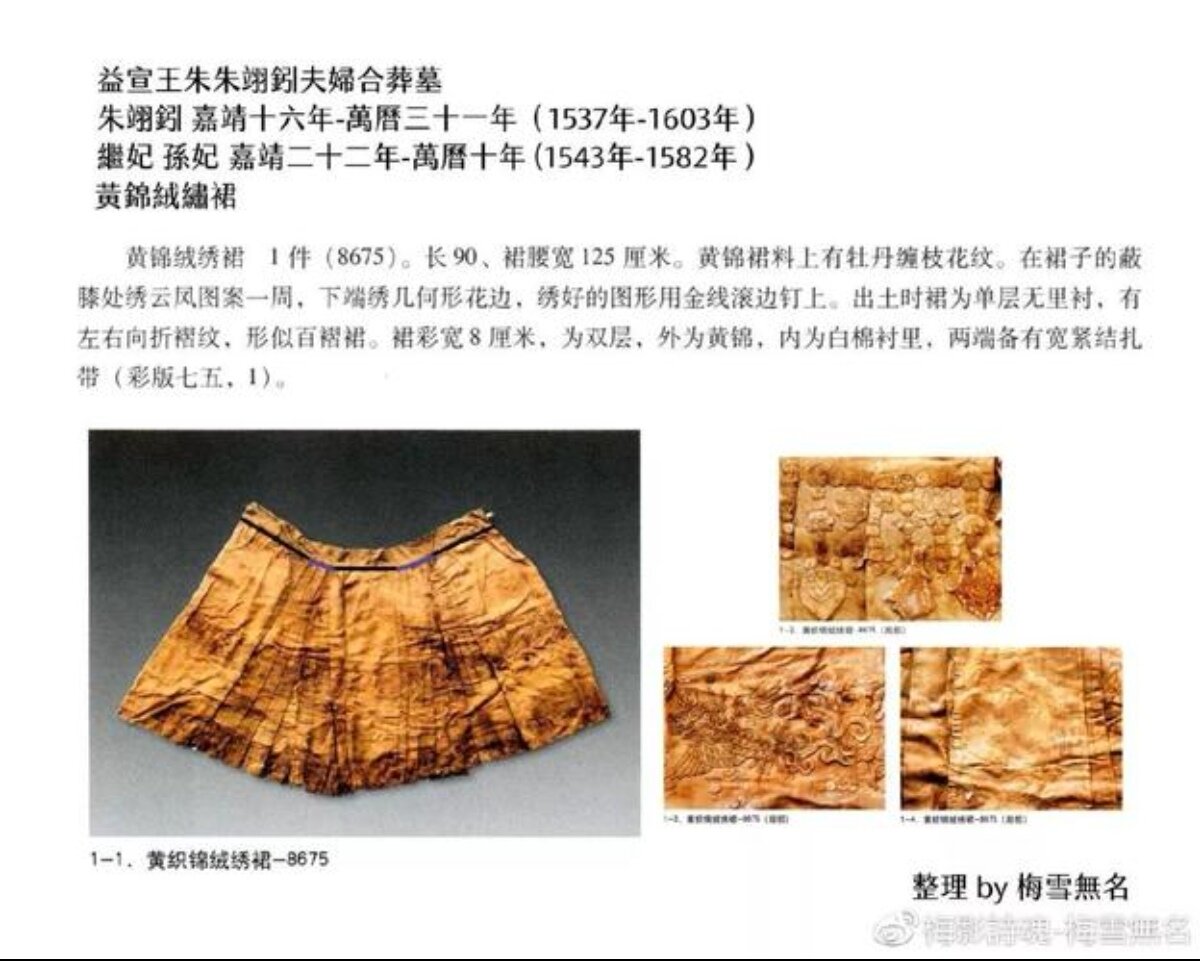 Желтая бархатная юбка с вышивкой,  16 в.