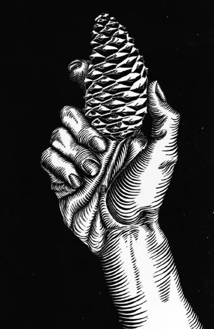 "Рука с ананасом" Мауриц Корнелис Эшер • Гравюра, 1921