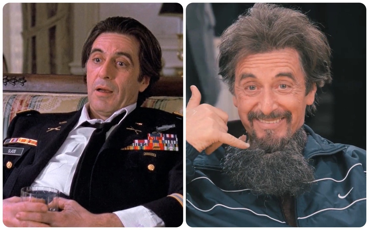 Кадры из к/ф "Запах женщины" и "Такие разные близнецы"