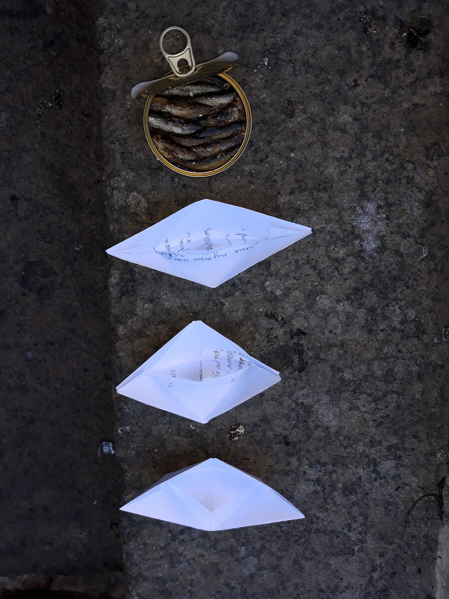 Это мы с мужем и с мамой заготовили свои финансовые пожелания и даже расчехлили шпротную банку, выйдя на набережную.