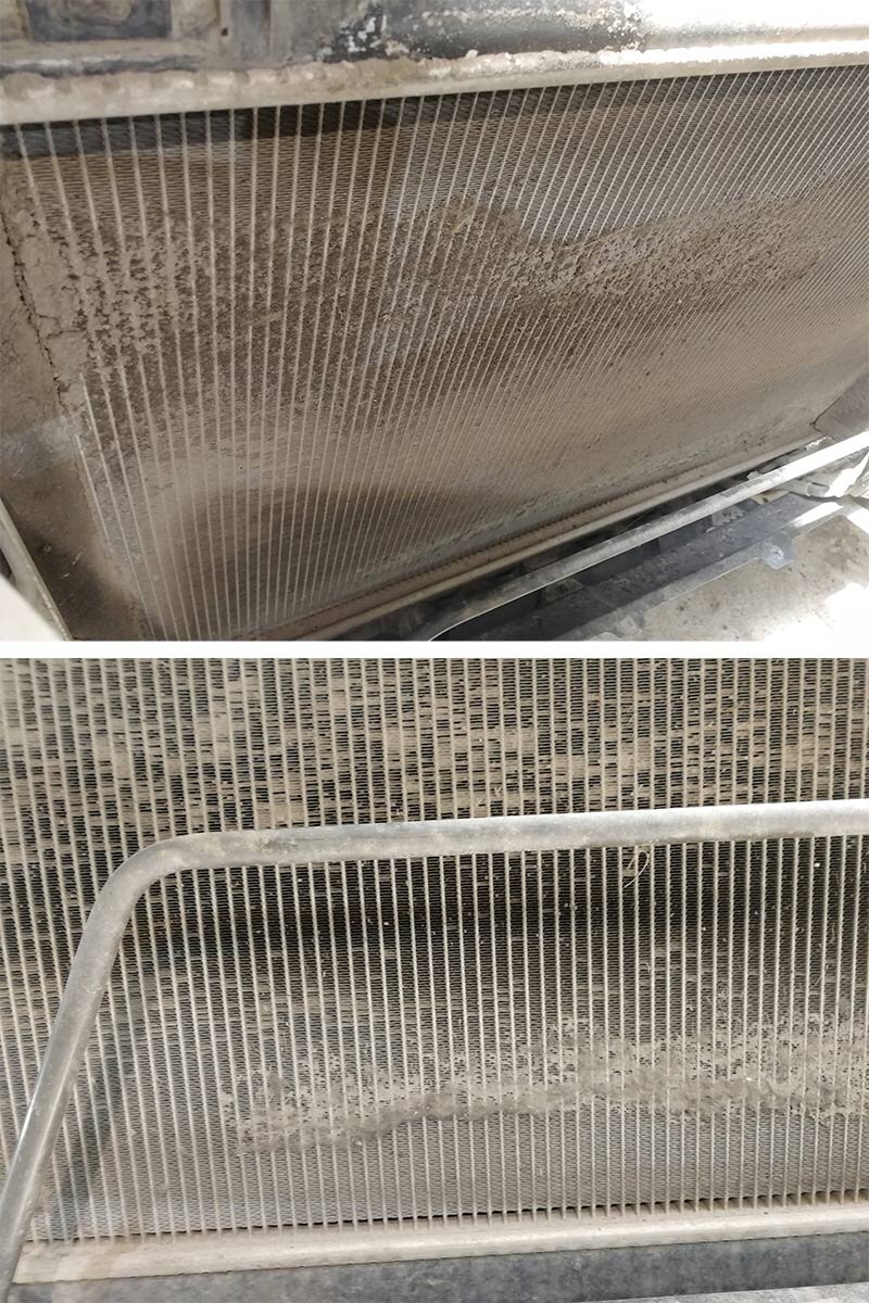 Вот в таком состоянии обычно видят наши мастера радиаторы машин. У этого автомобиля мотор уже начал перегреваться.