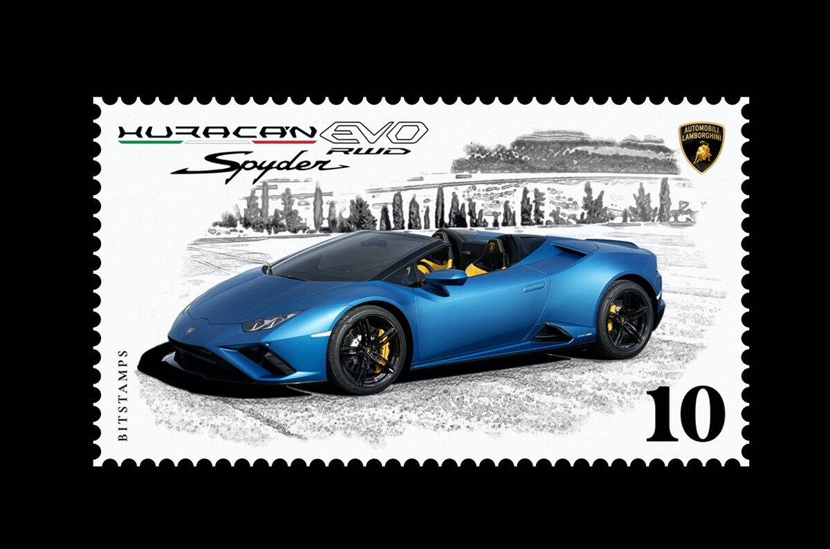 Виньетка, выпущенная в честь Lamborghini Huracán Evo RWD Spyder. Она станет частью набора Automobili Lamborghini Collection, куда войдут ещё около 20 марок.