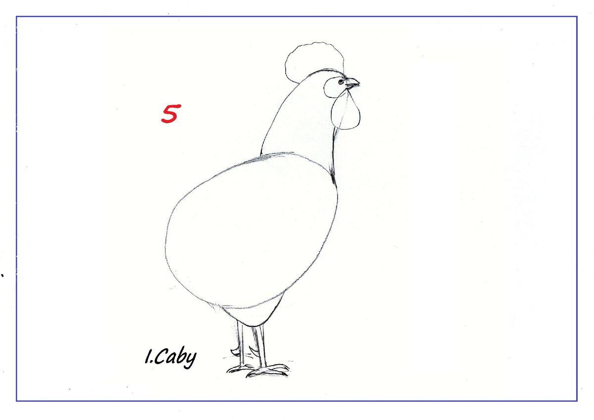 Для детей: простой пример, как нарисовать петуха