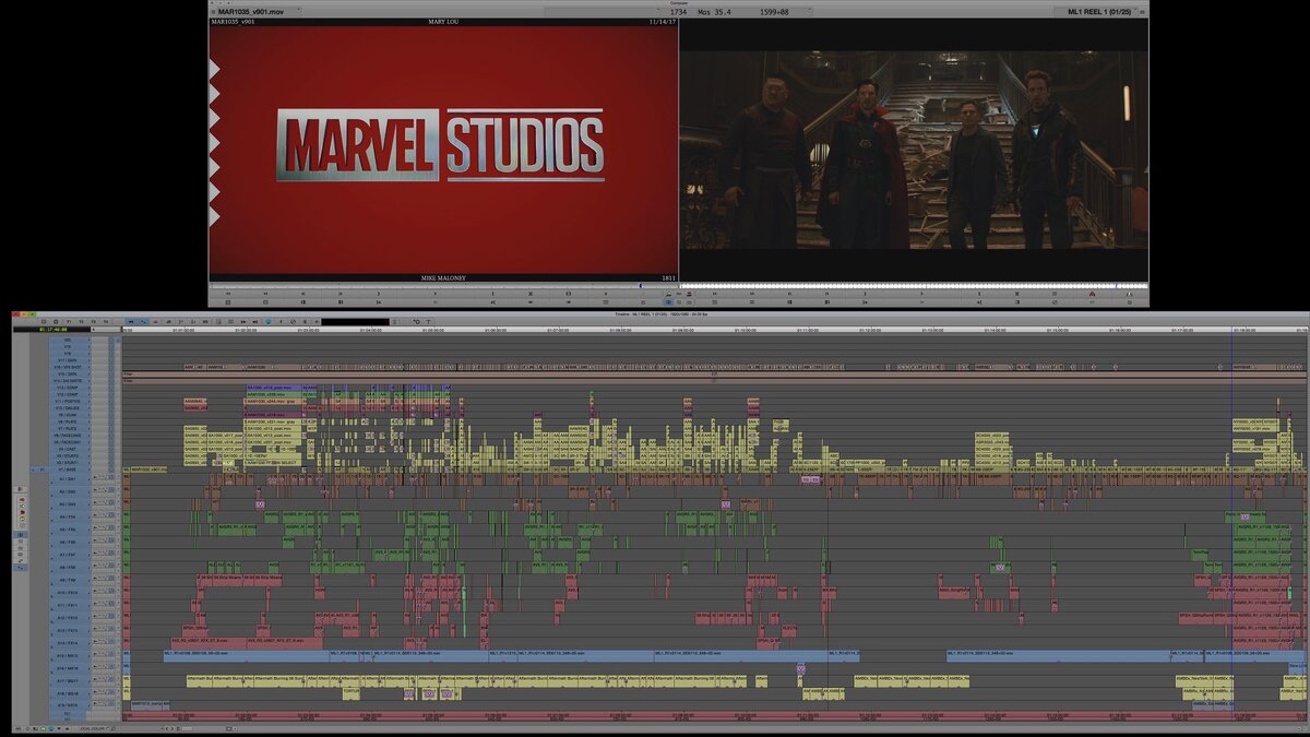 «Avengers Infinity War» Avid Media Composer Timeline. Источник: Яндекс.картинки