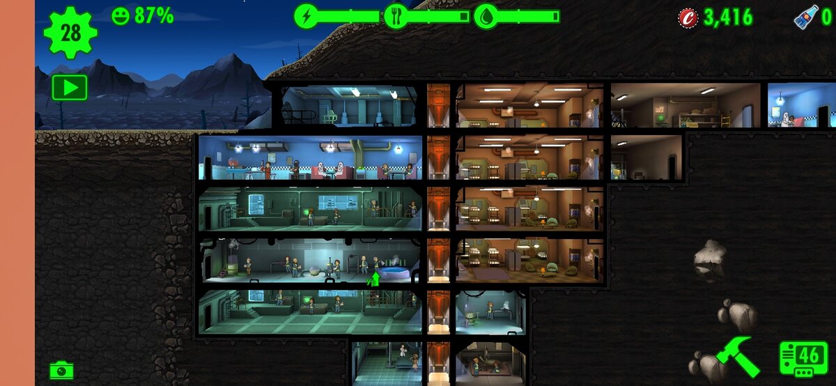 Застройка комнат в Fallout Shelter