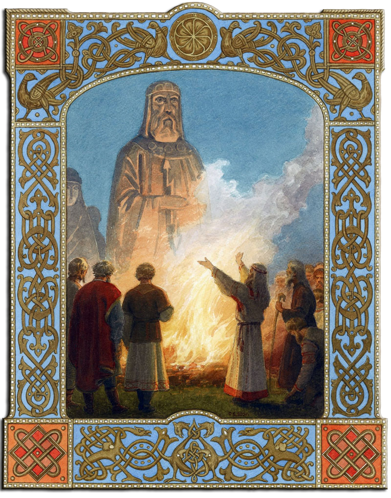 "В поклонении" С.Н. Ефошкин. Древняя Русь в иллюстрациях. Источник фото: https://www.liveinternet.ru/users/helda_cat/post429226552/