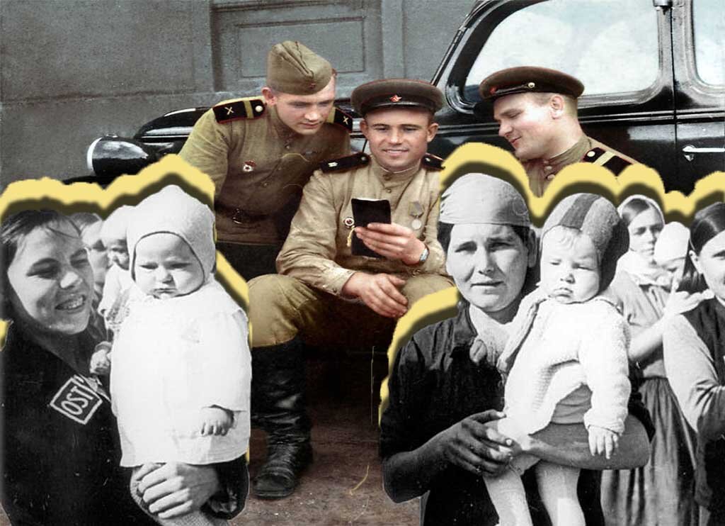 Колаж по теме статьи немки на фоне советских солдат